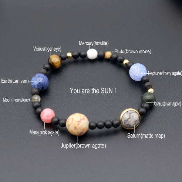 Original Solar System 9 Planets For Women Natural Stones Elastic Astronomy Bracelet - Image 2