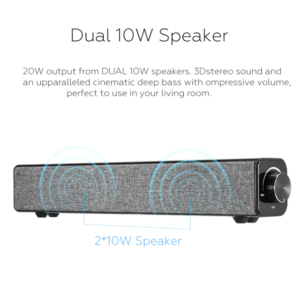 20W High Power Bluetooth Speaker 4000mAh Portable Wireless Bass Stereo Soundbar Subwoofer USB Aux 3.5mm for Smartphone PC - Image 2