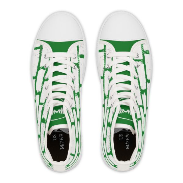 Women's High Top Sneakers- Green and White - Image 2