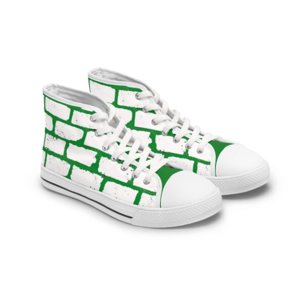 Women's High Top Sneakers- Green and White