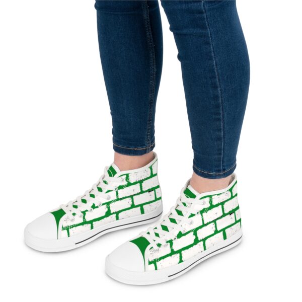 Women's High Top Sneakers- Green and White - Image 8