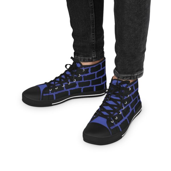 Men's High Top Sneakers- Blue and Black - Image 8