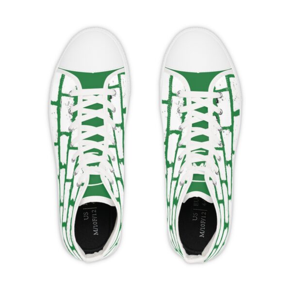 Mens High Top Sneakers-  Green and White - Image 2